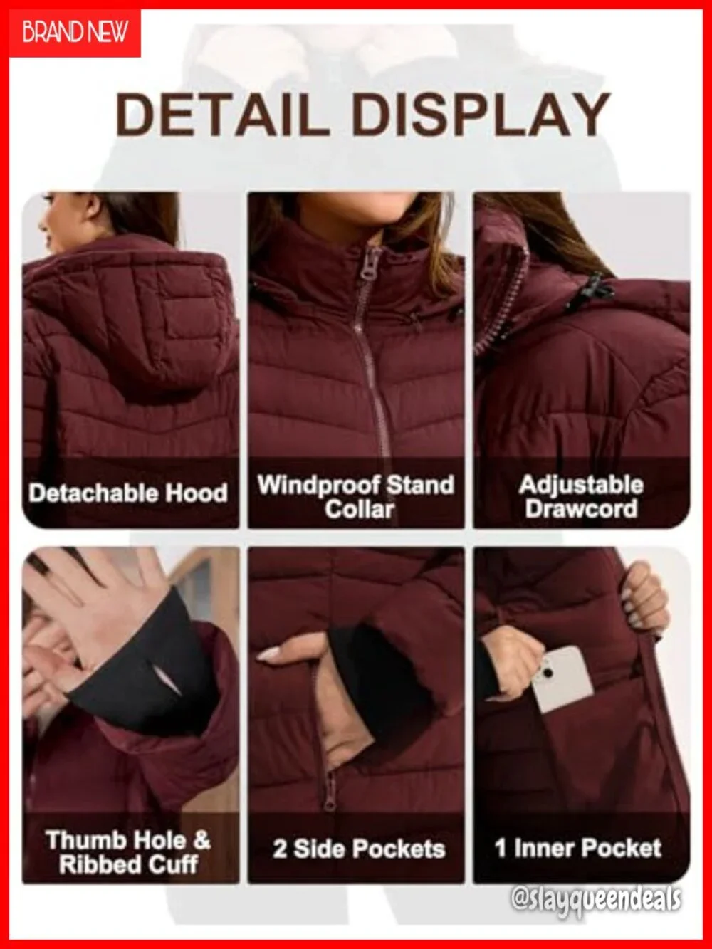 Plus Size Puffer Jacket with Hood Lightweight Quilted Coat